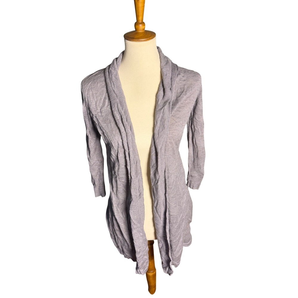 Womens X Small‎ Gray Open Front Duster Cardigan anthropologie yellow bird